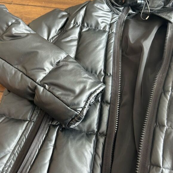 Emporio Armani Jeans Womens Black Hooded Duck Down Puffer Coat Jacket Size Large - Picture 15 of 16
